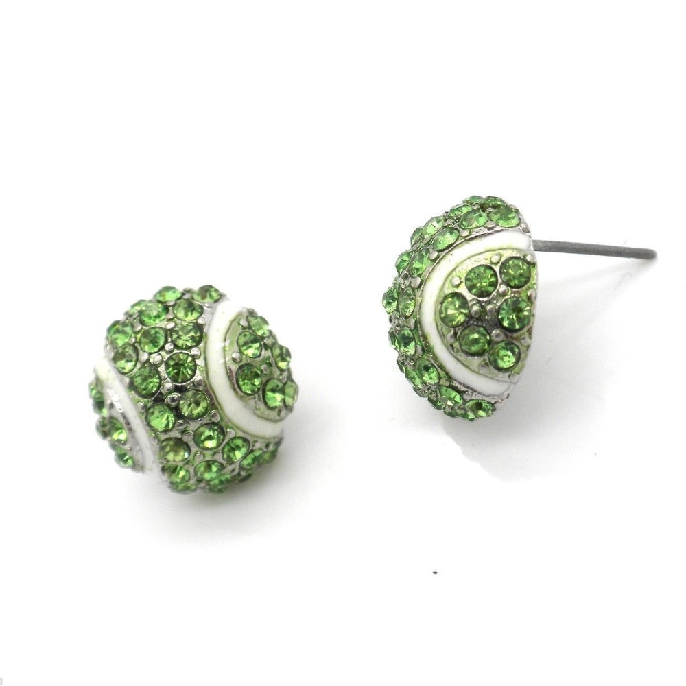 Tennis Ball Mom Crystal Earrings Stud